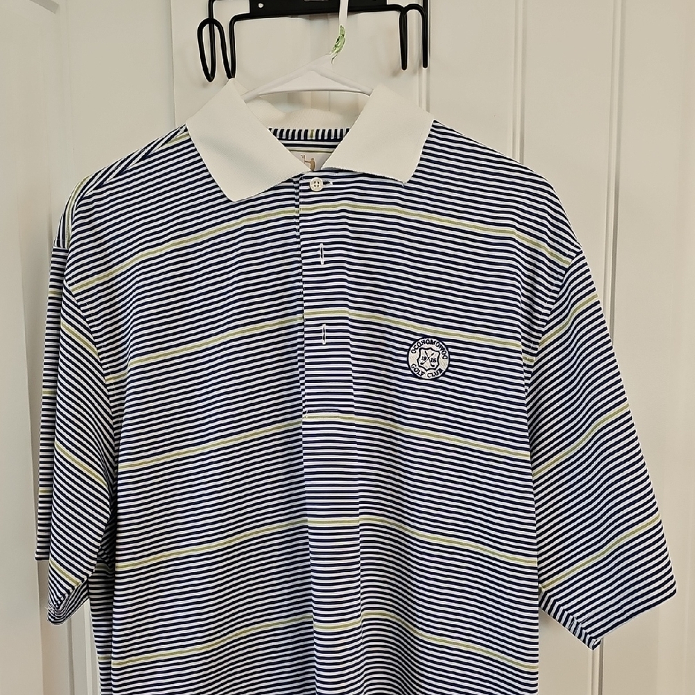 Classic Navy and White Striped Polo Shirt